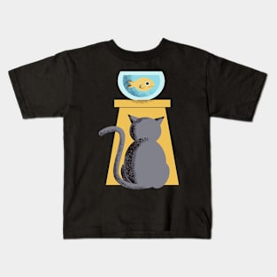 cat and fish Kids T-Shirt